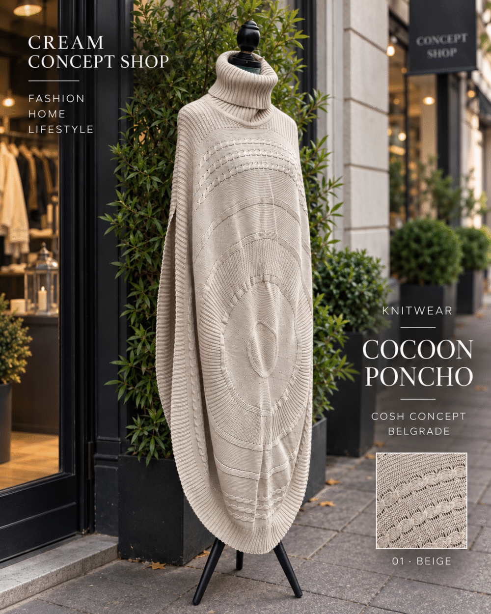 COCOON PONCHO - BEIGE / BEŽ