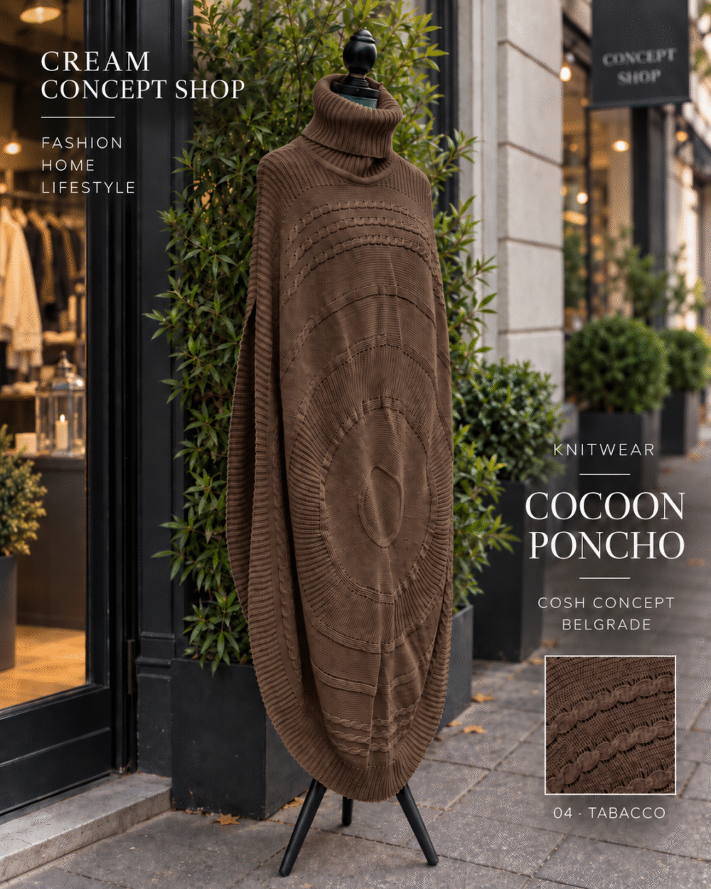 COCOON PONCHO – TABACCO