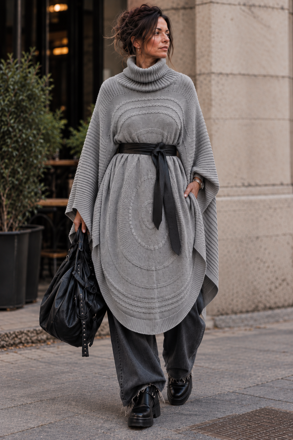 COCOON PONČO – SVETLO SIV - Image 2