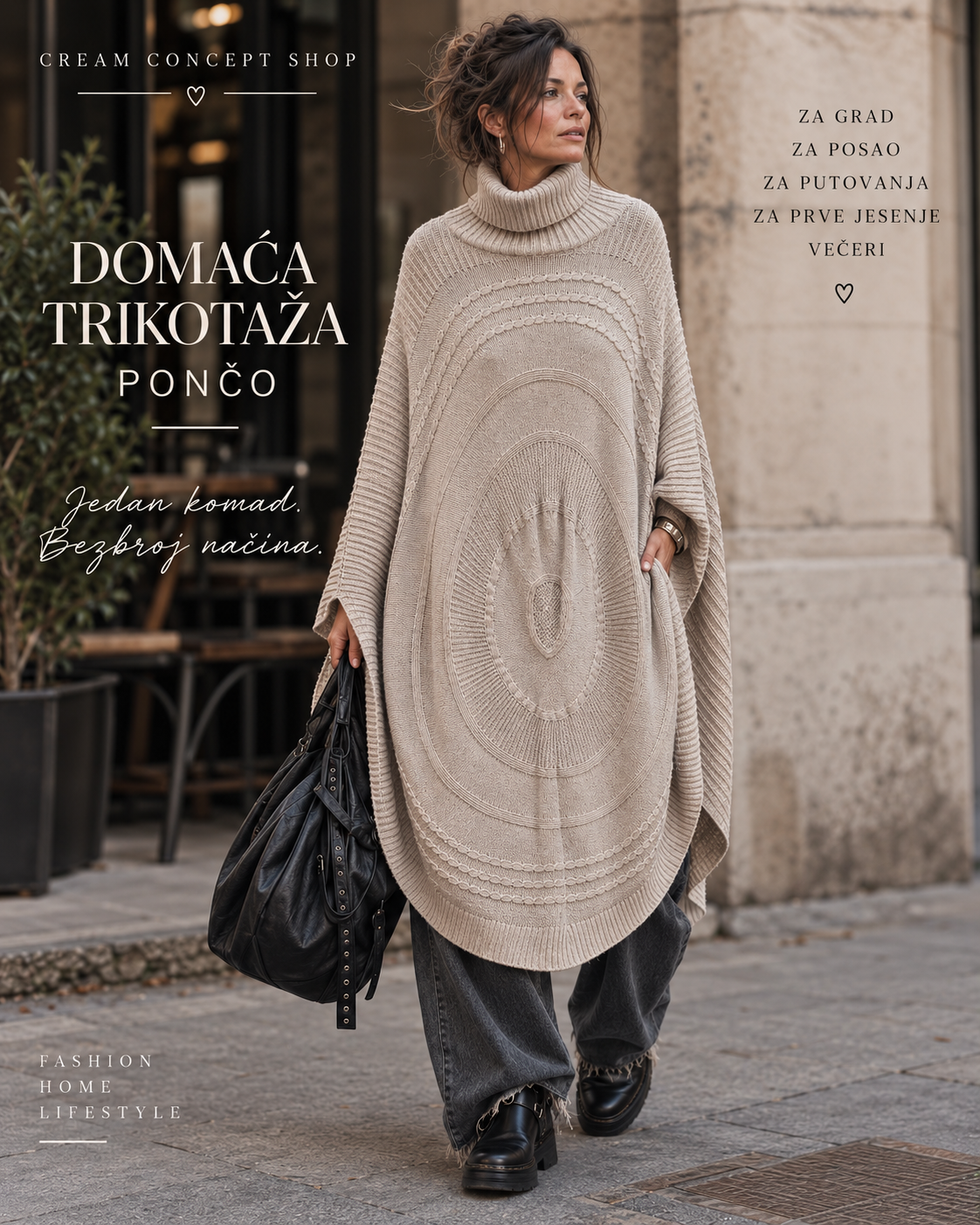 COCOON PONČO – BEŽ - Image 4