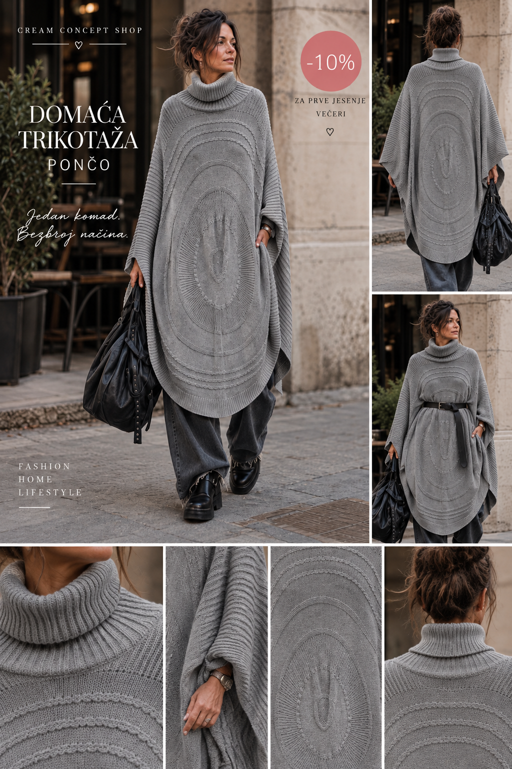 COCOON PONČO – SVETLO SIV - Image 4