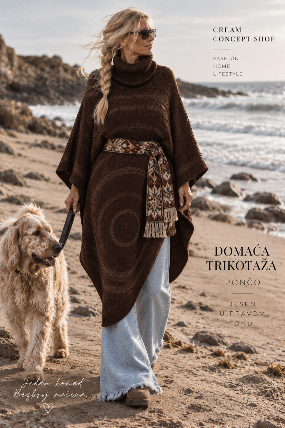 COCOON PONČO – BRAON