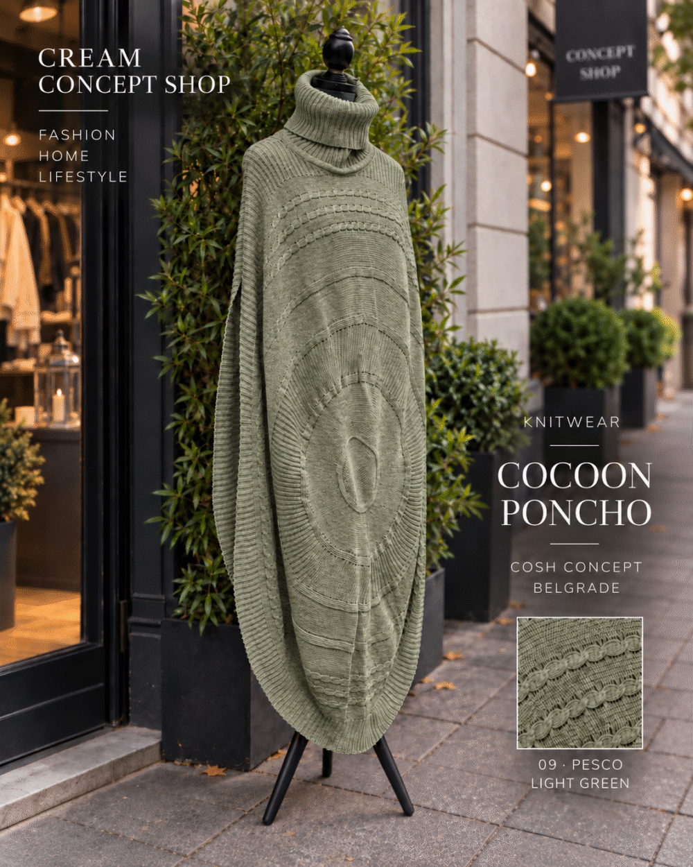 COCOON PONCHO – PESCO / SVETLO ZELENA