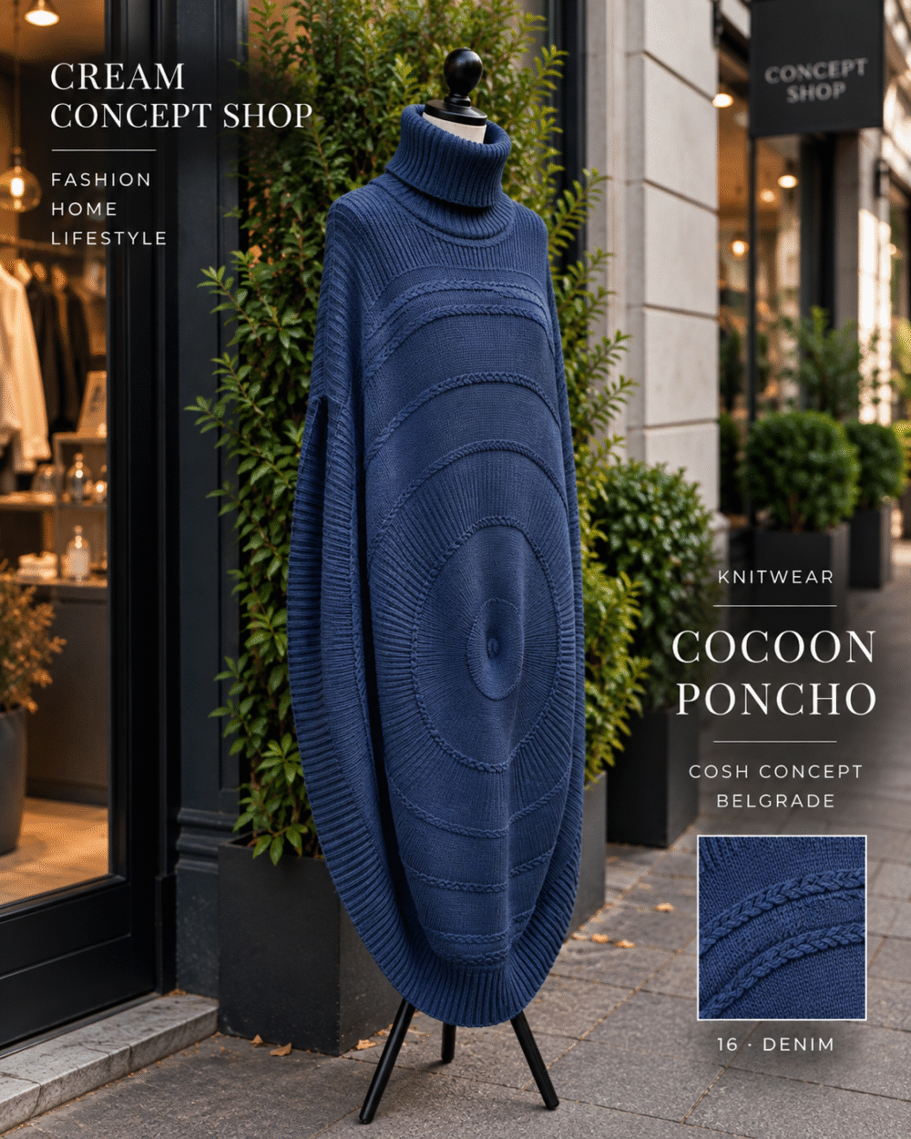 COCOON PONCHO – DENIM