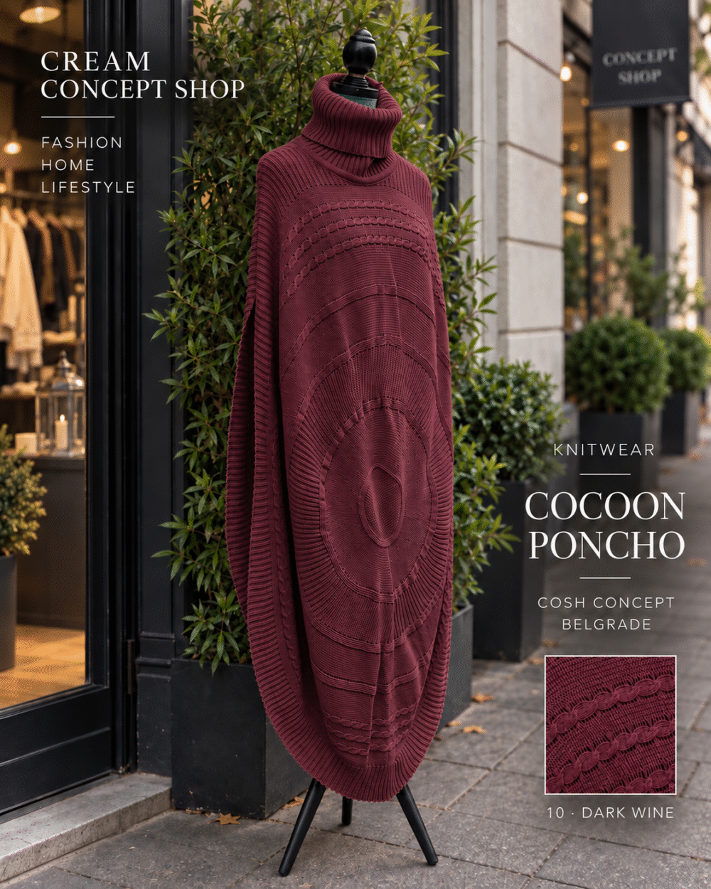 COCOON PONCHO – DARK WINE