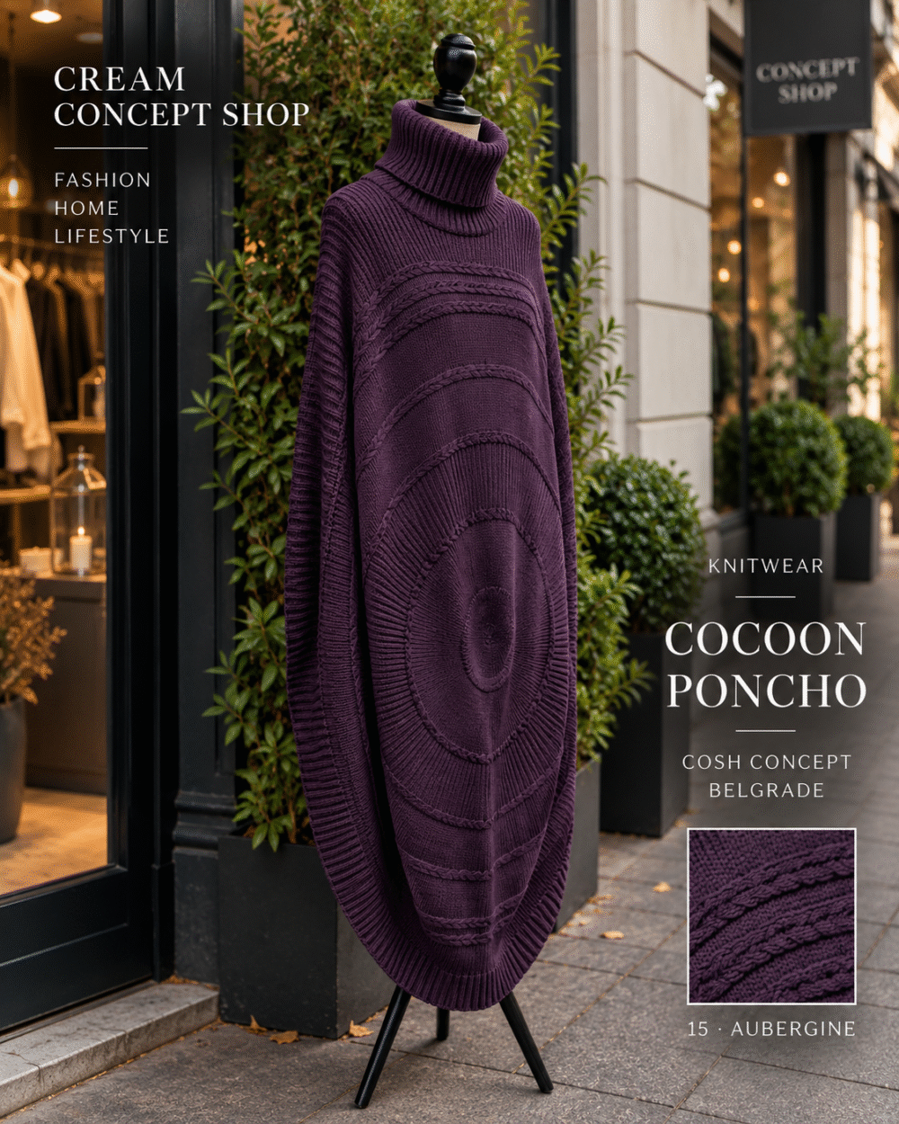 COCOON PONCHO – AUBERGINE / PATLIDŽAN