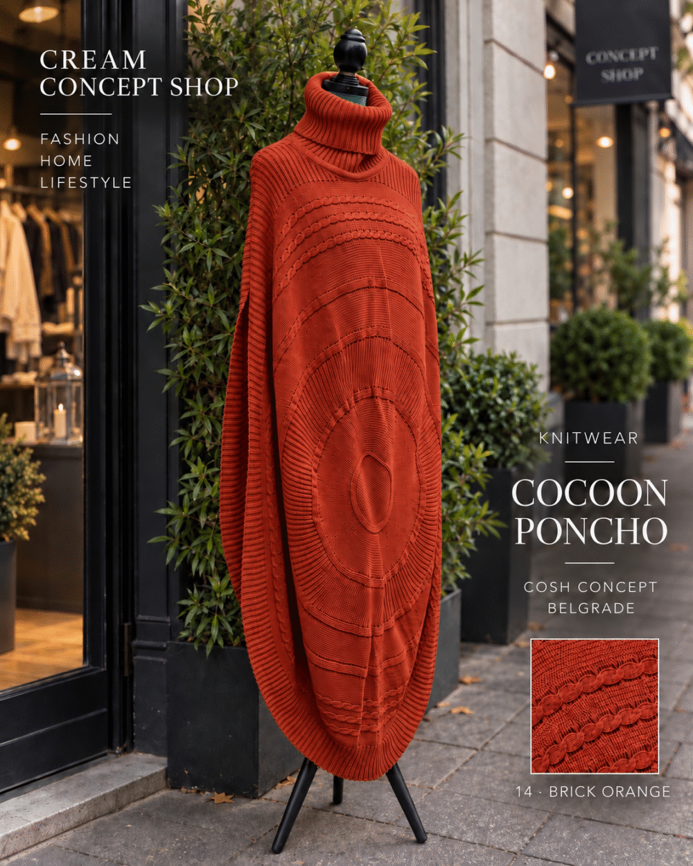 COCOON PONCHO – BRICK ORANGE / CIGLA