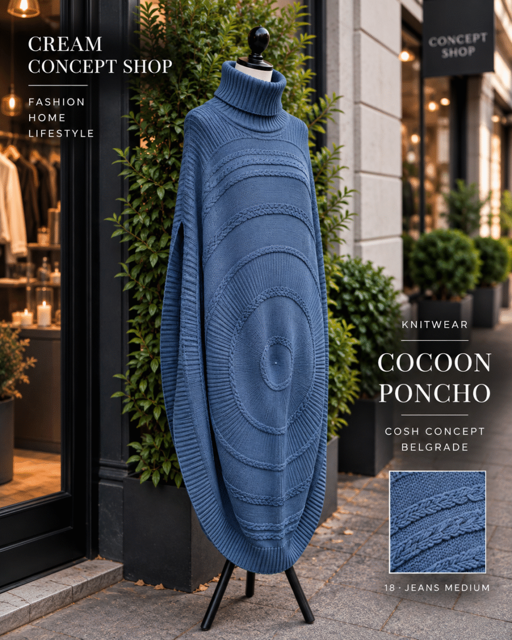COCOON PONCHO – JEANS MEDIUM